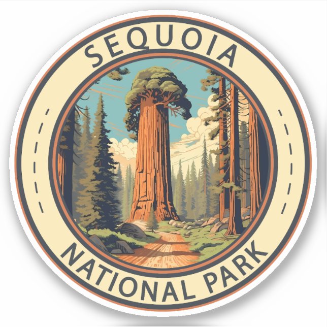 Adesivo Sequoia National Park Illustration Viagem Art (Frente)