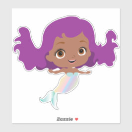 Adesivo Sereia Afro-Americana Com Cabelo Roxo