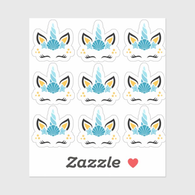 Adesivo Sereia de Verão Unicorn (Folha)