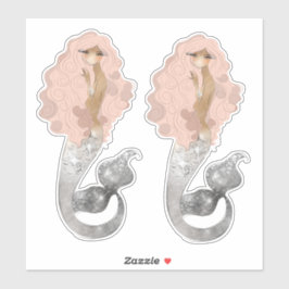 Adesivo Sereia Exótica com Cabelo Rosa