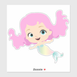 Adesivo Sereia Gelada com Cabelo Rosa