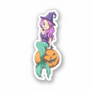 Adesivo Sereia Halloween Sereia Pumpkin Presente Sereia Ha