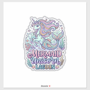 Adesivo Sereia Unicórnio Lagoa Unicórnio Design Gráfico Za