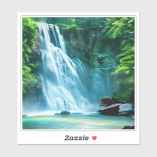 Adesivo Serene Waterfall em azul pálido e verde