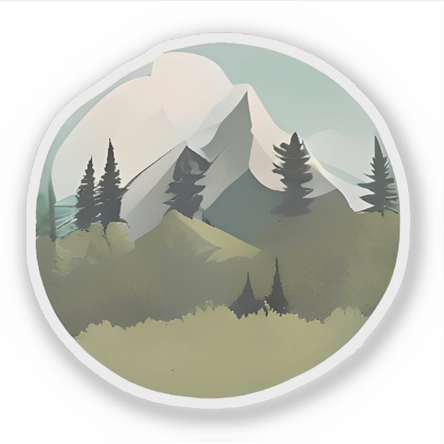 Adesivo Serenidade Alpina: Colinas e picos com Capas de Ne (Frente)
