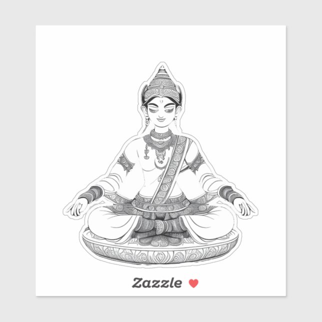 Adesivo Serenidade em Simetria: Meditação Divina Indiana (Folha)