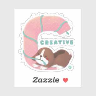 Adesivo Série Alfabeto: Ilustração de Beagle Criativo "C"