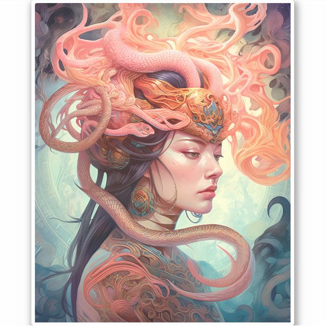Adesivo Serpent Hair Lady Fantasy Art (Frente)
