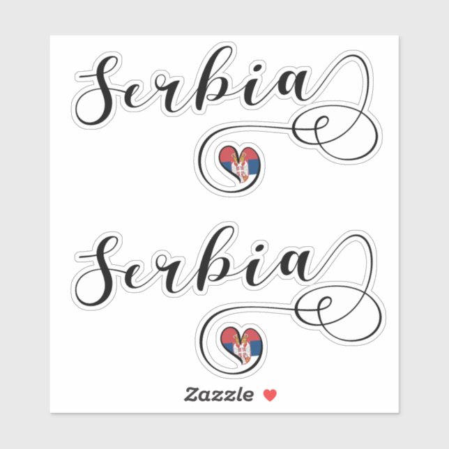 Adesivo Sérvia Flag Heart, República Srbija (Folha)