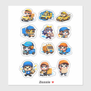 Adesivo Serviços de Drivers de Entrega de Kawaii Cute