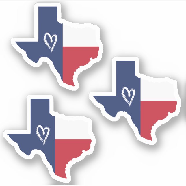 Adesivo Set of 3 Love in Texas State Flag (Frente)