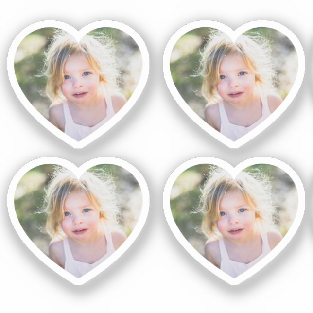 Adesivo Set of 4 Cute Heart Custom Photo (Frente)