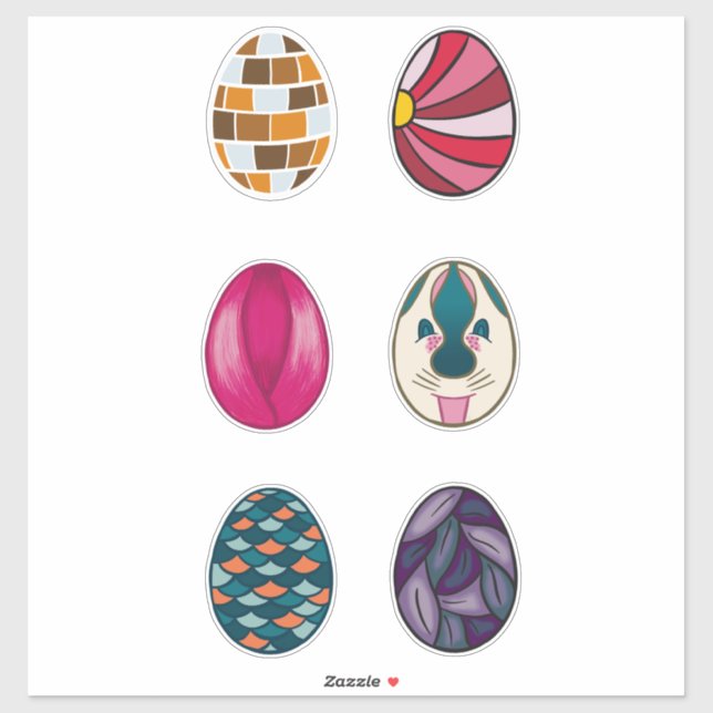 Adesivo Set of 6 Colorful Easter Eggs (Folha)
