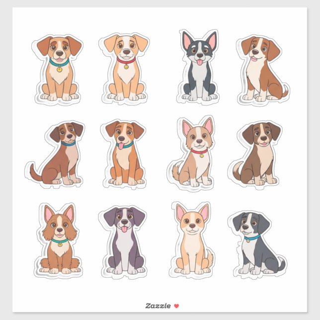 Adesivo Set Of Adorable Dogs (Folha)
