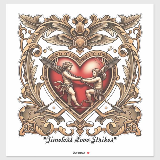 Adesivo "Seta Romântica do Coração" (Folha)