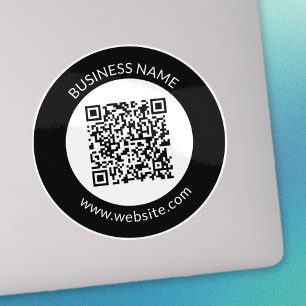 Adesivo Seu código QR carregado   Texto e Cores Editáveis
