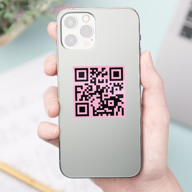 Adesivo Seu Código QR em Rosa Claro (Telefone)