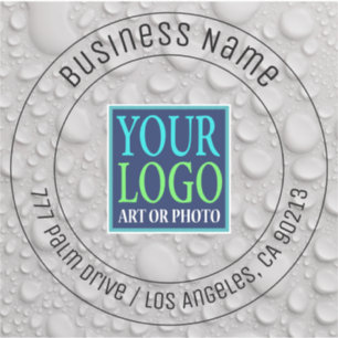 Adesivo Seu logotipo, nome comercial, endereço, gotas de á