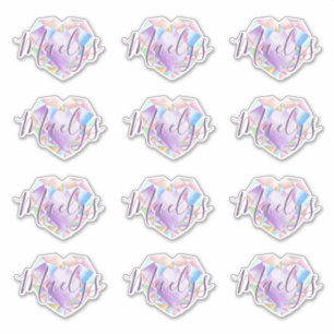Adesivo Seu nome aqui é Pastel Rainbow Heart Diamond