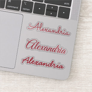 Adesivo Seu Nome Versões de Script Manuscrito Vermelho