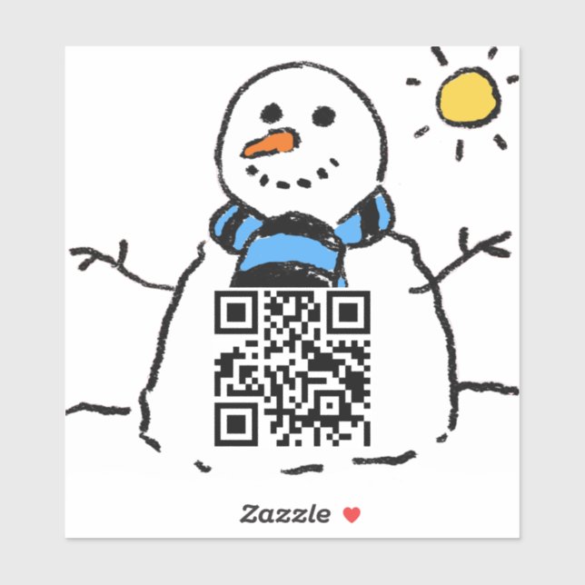Adesivo Seu URL em um Autocolante de código QR Snowman (Folha)