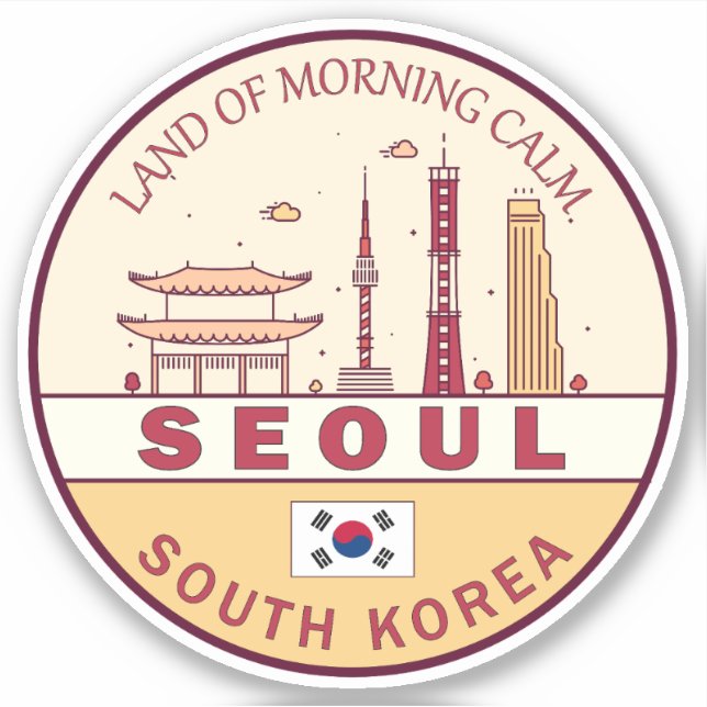 Adesivo Seul, cidade da Coreia do Sul - Skyline Emblem (Frente)