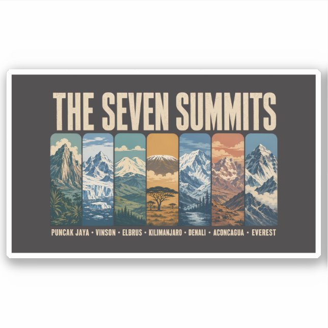 Adesivo Seven Summits Mountain Landmarks Illustration (Frente)
