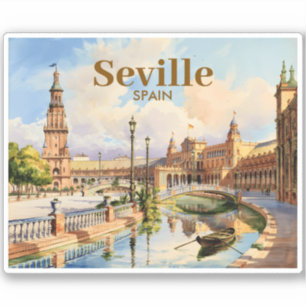Adesivo Sevilha Espanha Praça de Espanha Aquarela Personal