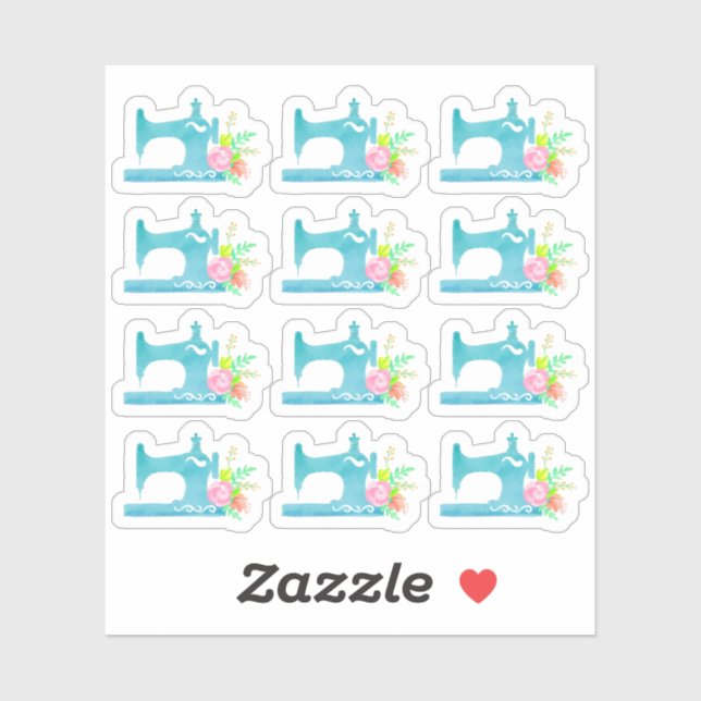 Adesivo Shabby Cottage Chic Sewing Machine Planner Floral (Folha)