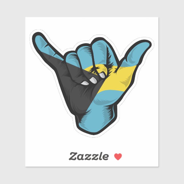 Adesivo Shaka Hand Bahamas Flag Good Vibes Sticker (Folha)