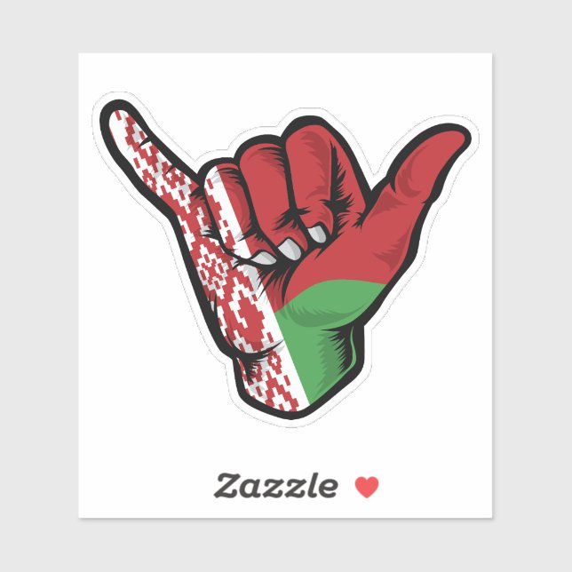 Adesivo Shaka Hand Belarus Flag Good Vibs Sticker (Folha)