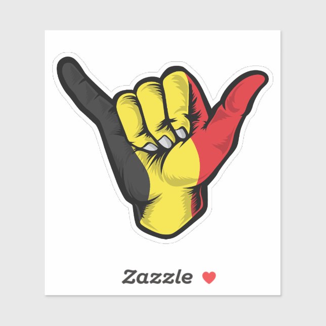 Adesivo Shaka Hand Belgium Flag Good Vibes Sticker (Folha)