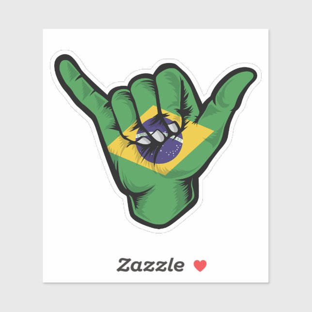 Adesivo Shaka Hand Brazil Flag Boas Vibes Sticker (Folha)