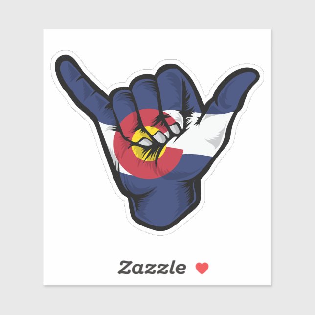 Adesivo Shaka Hand Colorado Flag Good Vibes (Folha)