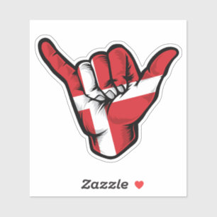 Adesivo Shaka Hand Denmark Flag Good Vibes Sticker