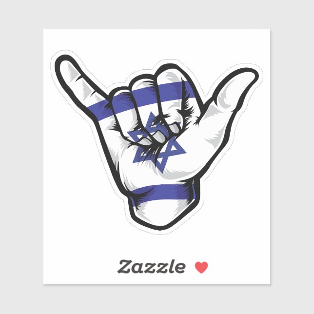 Adesivo Shaka Hand Israel Flag Good Vibs Sticker (Folha)