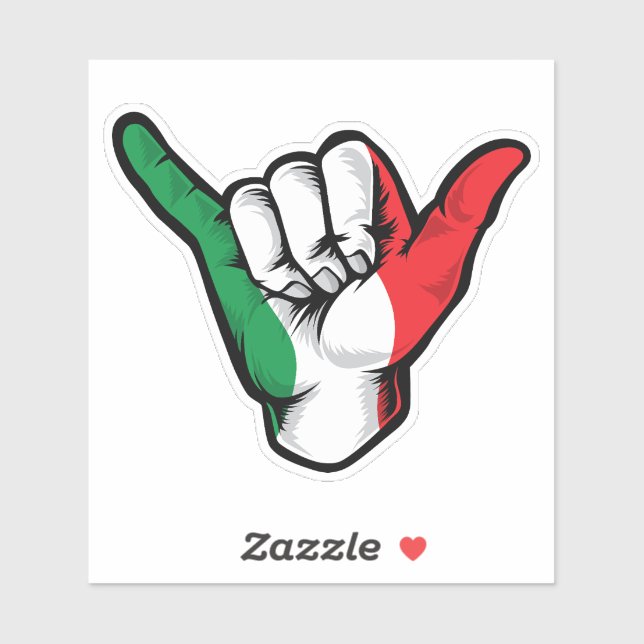 Adesivo Shaka Hand Italy Flag Good Vibes Sticker (Folha)