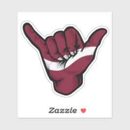 Adesivo Shaka Hand Latvia Flag Good Vibs Sticker