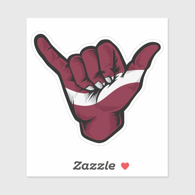 Adesivo Shaka Hand Latvia Flag Good Vibs Sticker (Folha)