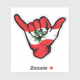 Adesivo Shaka Hand Lebanon Flag Good Vibs Sticker
