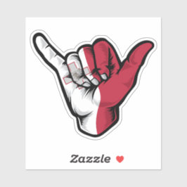 Adesivo Shaka Hand Malta Flag Good Vibes Sticker