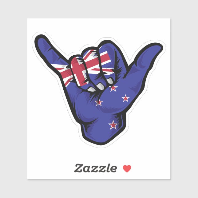 Adesivo Shaka Hand New Zelândia Flag Good Vibes Sticker (Folha)