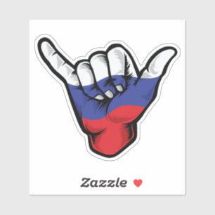 Adesivo Shaka Hand Russia Flag Good Vibes Sticker
