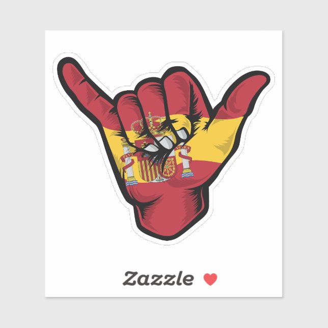Adesivo Shaka Hand Spain Flag Good Vibs Sticker (Folha)