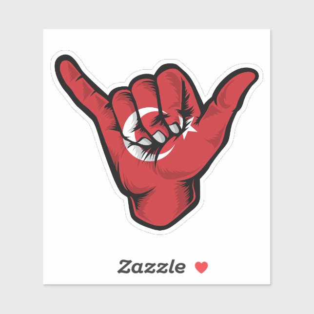 Adesivo Shaka Hand Turkey Flag Good Vibs Sticker (Folha)