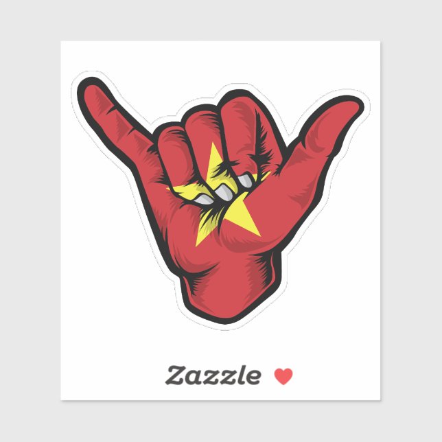Adesivo Shaka Hand Vietnam Flag Good Vibs Sticker (Folha)