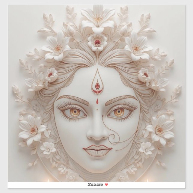 Adesivo Shakti no interior - Ilustração mínima do Devi (Folha)