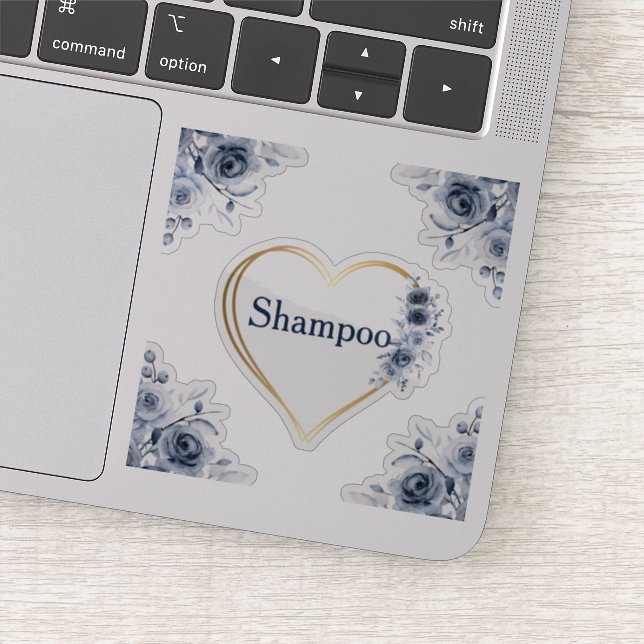 Adesivo Shampoo Floral Azul de 3" x3" (Detalhe)