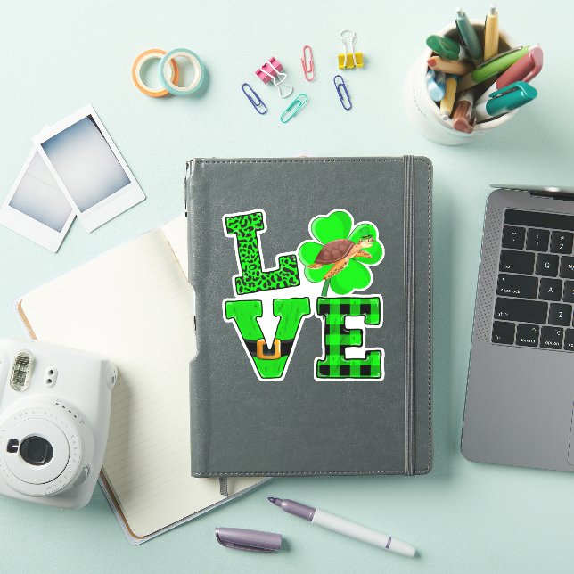Adesivo Shamrock Green Plaid Love Sea Turtle St Patrick'S (Capa para iPad)