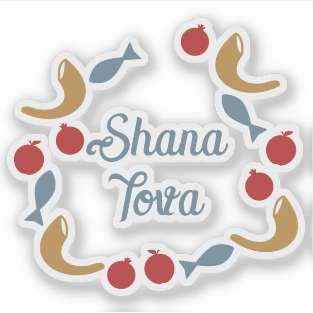 Adesivo Shana Tova wreath (Frente)